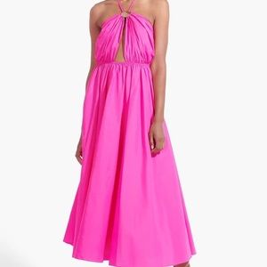Staud Danielle Hot Pink Halter Midi Dress Size 8 New